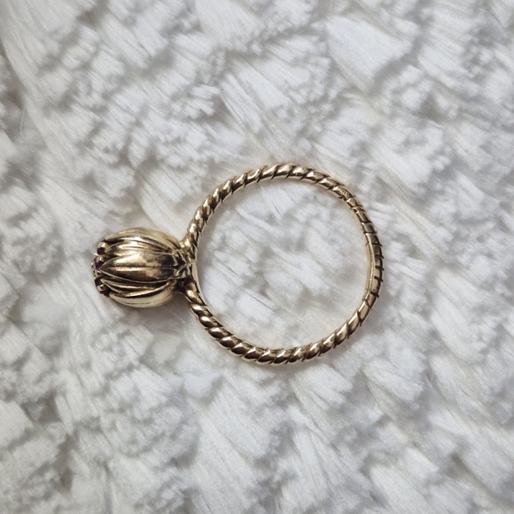 Vintage 14k Yellow Gold Turquoise Ruby Flower Ring - Picture 7 of 8